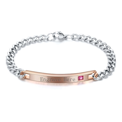 Customized Jewelry Free Engraving Couple Bracelets Stainless Steel Crystal Charm Bracelets For Women Men