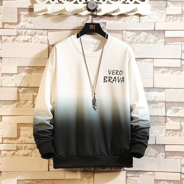 Autumn Spring Black White Tshirt Top Tees Classic Style Brand Fashion Clothes Plus Size M-5XL O NECK Long Sleeve T Shirt Men'S