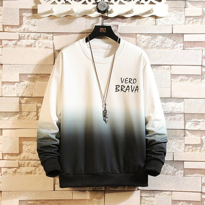 Autumn Spring Black White Tshirt Top Tees Classic Style Brand Fashion Clothes Plus Size M-5XL O NECK Long Sleeve T Shirt Men'S