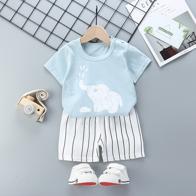 New Boys Outfits 9M-6T Girls Clothes Children's Clothing Suits Top Cotton Pants Suit 2pcs Clothing Sets Kids Clothes 9M24M3T5T6T