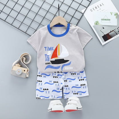 New Boys Outfits 9M-6T Girls Clothes Children's Clothing Suits Top Cotton Pants Suit 2pcs Clothing Sets Kids Clothes 9M24M3T5T6T