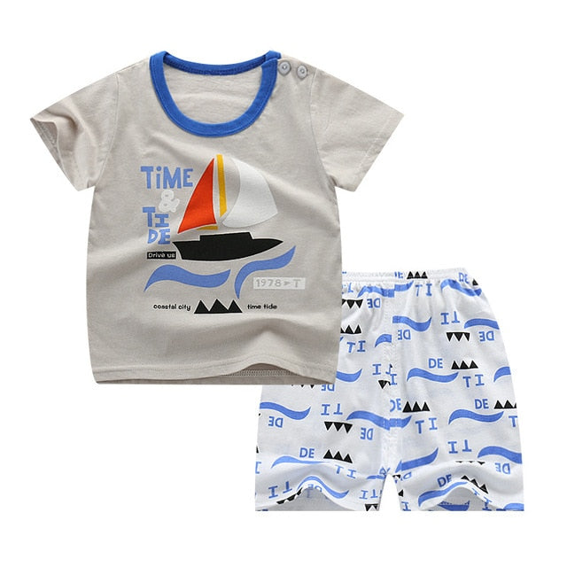 Children's Wear 2018 spring Summer Baby kids Boys Sports casual Suit boy T-shirt + jeans 2pc Set Children's Clothes kids clothes