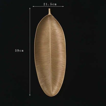 Nordic Luxury Decorative Gold Leaf Plate Dish Candy Trinket Dish Jewelry Fruit Serving Tray Storage Plate Crockery Tableware