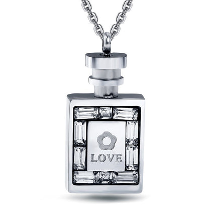 ZORCVENS Fashion 316L Stainless Steel Jewelry luxury women Rose Gold Color Perfume Bottle necklace chain Lady Crystal Jewelry