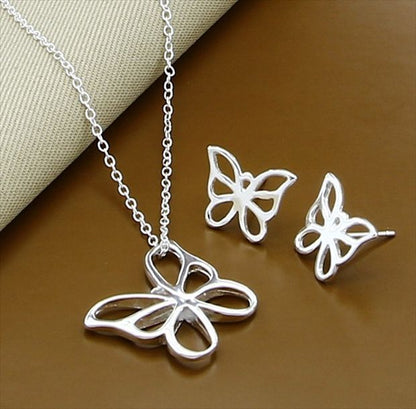 New Trendy 925 Sterling Silver Jewelry Sets Simple Fashion Insect Moon Round Ball Necklace Earrings Sets For Woman Gift