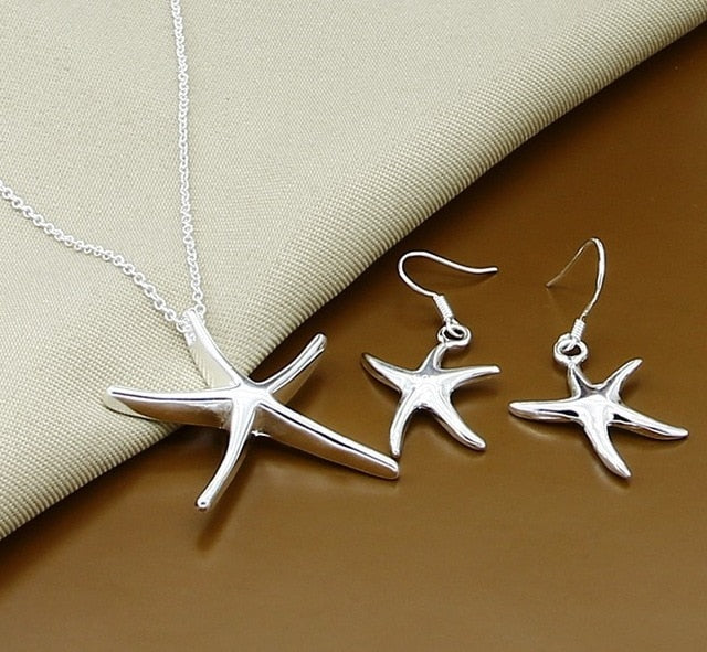 New Trendy 925 Sterling Silver Jewelry Sets Simple Fashion Insect Moon Round Ball Necklace Earrings Sets For Woman Gift