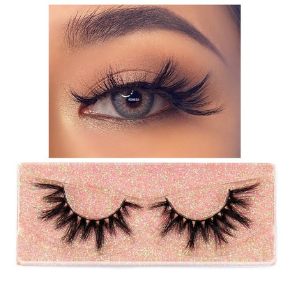 FOXESJI Makeup Eyelashes 3D Mink Lashes Fluffy Soft Wispy Volume Natural long Cross False Eyelashes Eye Lashes Reusable Eyelash
