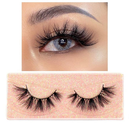 FOXESJI Makeup Eyelashes 3D Mink Lashes Fluffy Soft Wispy Volume Natural long Cross False Eyelashes Eye Lashes Reusable Eyelash