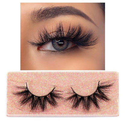 FOXESJI Makeup Eyelashes 3D Mink Lashes Fluffy Soft Wispy Volume Natural long Cross False Eyelashes Eye Lashes Reusable Eyelash