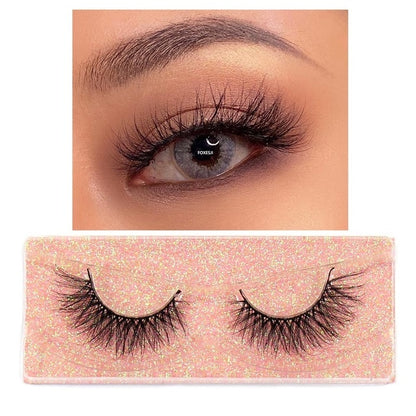 FOXESJI Makeup Eyelashes 3D Mink Lashes Fluffy Soft Wispy Volume Natural long Cross False Eyelashes Eye Lashes Reusable Eyelash