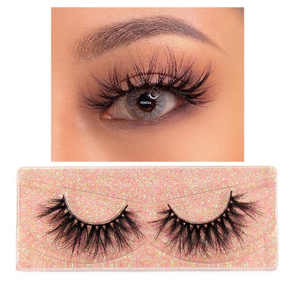 FOXESJI Makeup Eyelashes 3D Mink Lashes Fluffy Soft Wispy Volume Natural long Cross False Eyelashes Eye Lashes Reusable Eyelash