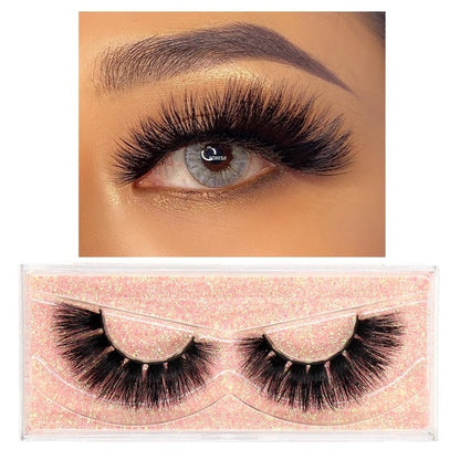 FOXESJI Makeup Eyelashes 3D Mink Lashes Fluffy Soft Wispy Volume Natural long Cross False Eyelashes Eye Lashes Reusable Eyelash