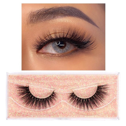FOXESJI Makeup Eyelashes 3D Mink Lashes Fluffy Soft Wispy Volume Natural long Cross False Eyelashes Eye Lashes Reusable Eyelash