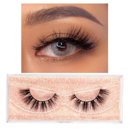 FOXESJI Makeup Eyelashes 3D Mink Lashes Fluffy Soft Wispy Volume Natural long Cross False Eyelashes Eye Lashes Reusable Eyelash
