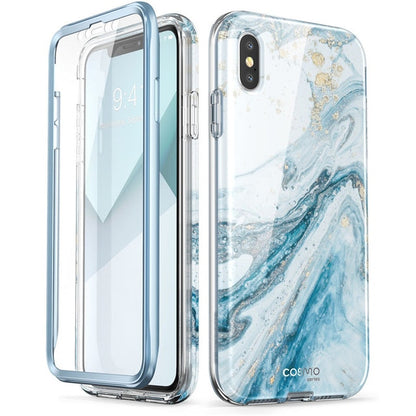 I-BLASON For iPhone X Xs Case 5.8 inch Cosmo Series Full-Body Shinning Glitter Marble Bumper Case with Built-in Screen Protector