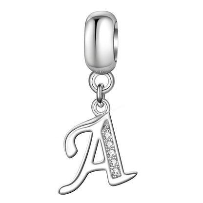 Jiayiqi A To Z Letter Charms 925 Sterling Silver CZ Beads Fit Women Charms Silver 925 Original DIY Jewelry Gift Making