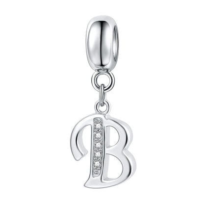 Jiayiqi A To Z Letter Charms 925 Sterling Silver CZ Beads Fit Women Charms Silver 925 Original DIY Jewelry Gift Making