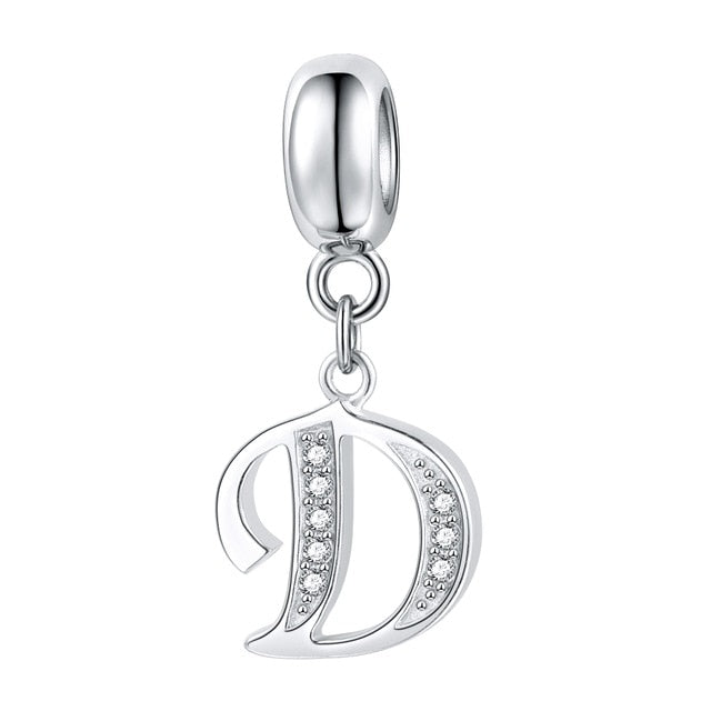 Jiayiqi A To Z Letter Charms 925 Sterling Silver CZ Beads Fit Women Charms Silver 925 Original DIY Jewelry Gift Making