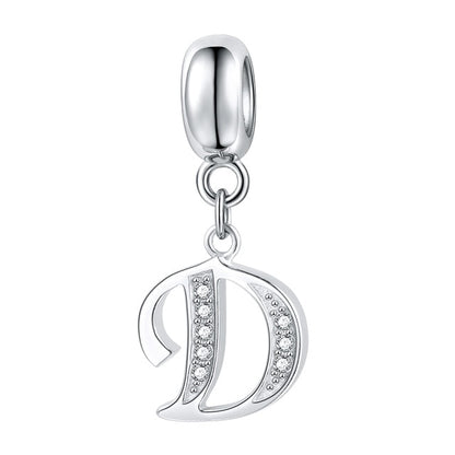 Jiayiqi A To Z Letter Charms 925 Sterling Silver CZ Beads Fit Women Charms Silver 925 Original DIY Jewelry Gift Making