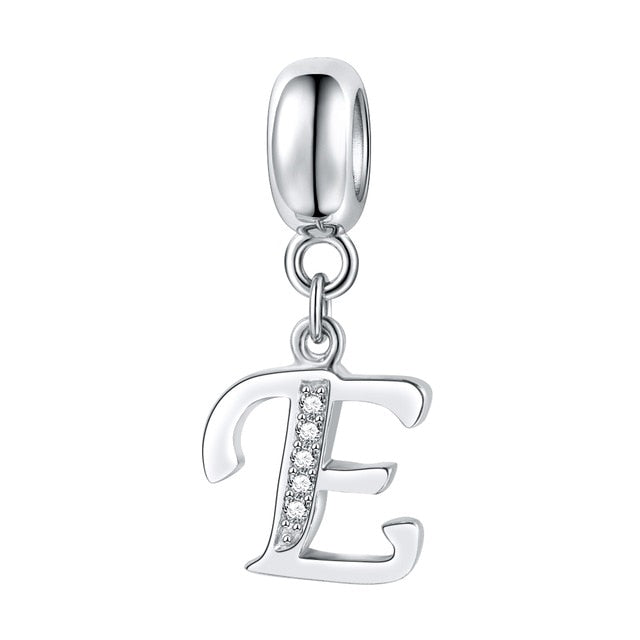 Jiayiqi A To Z Letter Charms 925 Sterling Silver CZ Beads Fit Women Charms Silver 925 Original DIY Jewelry Gift Making