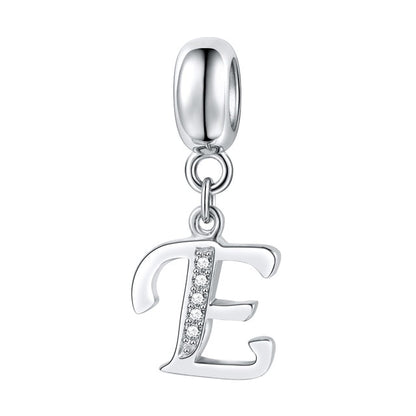 Jiayiqi A To Z Letter Charms 925 Sterling Silver CZ Beads Fit Women Charms Silver 925 Original DIY Jewelry Gift Making
