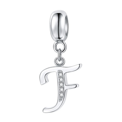 Jiayiqi A To Z Letter Charms 925 Sterling Silver CZ Beads Fit Women Charms Silver 925 Original DIY Jewelry Gift Making