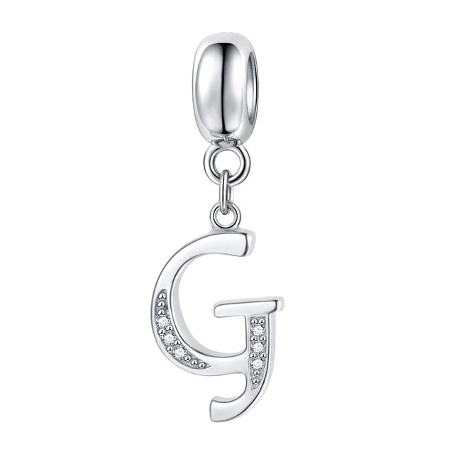 Jiayiqi A To Z Letter Charms 925 Sterling Silver CZ Beads Fit Women Charms Silver 925 Original DIY Jewelry Gift Making
