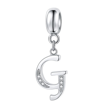 Jiayiqi A To Z Letter Charms 925 Sterling Silver CZ Beads Fit Women Charms Silver 925 Original DIY Jewelry Gift Making
