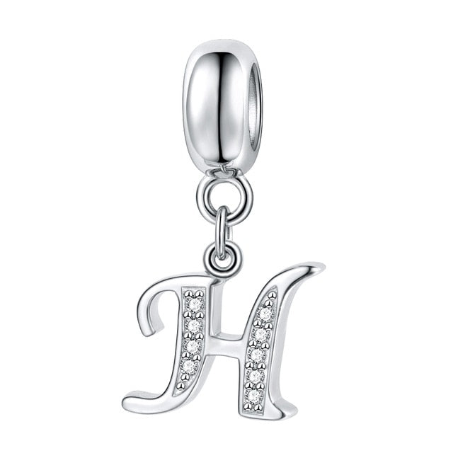 Jiayiqi A To Z Letter Charms 925 Sterling Silver CZ Beads Fit Women Charms Silver 925 Original DIY Jewelry Gift Making