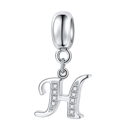 Jiayiqi A To Z Letter Charms 925 Sterling Silver CZ Beads Fit Women Charms Silver 925 Original DIY Jewelry Gift Making
