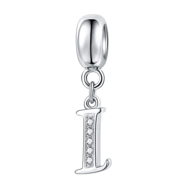 Jiayiqi A To Z Letter Charms 925 Sterling Silver CZ Beads Fit Women Charms Silver 925 Original DIY Jewelry Gift Making