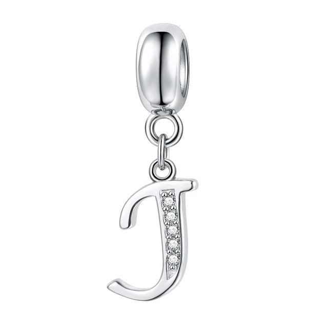 Jiayiqi A To Z Letter Charms 925 Sterling Silver CZ Beads Fit Women Charms Silver 925 Original DIY Jewelry Gift Making