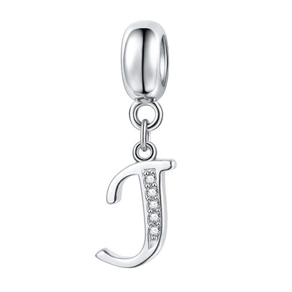 Jiayiqi A To Z Letter Charms 925 Sterling Silver CZ Beads Fit Women Charms Silver 925 Original DIY Jewelry Gift Making