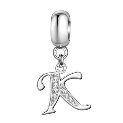 Jiayiqi A To Z Letter Charms 925 Sterling Silver CZ Beads Fit Women Charms Silver 925 Original DIY Jewelry Gift Making