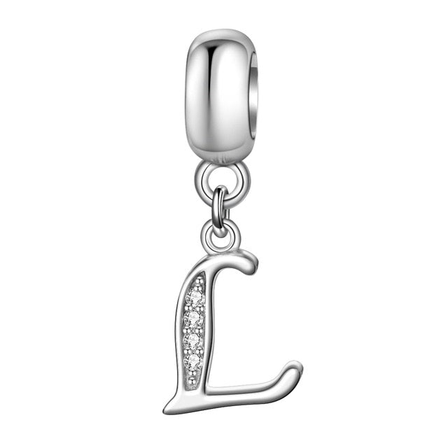 Jiayiqi A To Z Letter Charms 925 Sterling Silver CZ Beads Fit Women Charms Silver 925 Original DIY Jewelry Gift Making