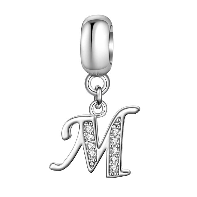 Jiayiqi A To Z Letter Charms 925 Sterling Silver CZ Beads Fit Women Charms Silver 925 Original DIY Jewelry Gift Making