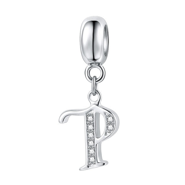 Jiayiqi A To Z Letter Charms 925 Sterling Silver CZ Beads Fit Women Charms Silver 925 Original DIY Jewelry Gift Making