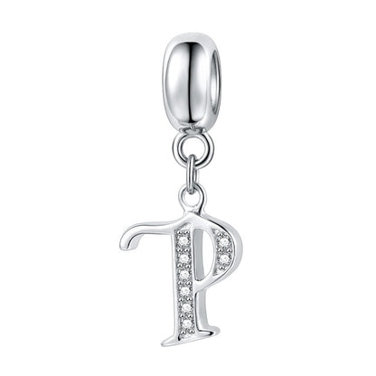 Jiayiqi A To Z Letter Charms 925 Sterling Silver CZ Beads Fit Women Charms Silver 925 Original DIY Jewelry Gift Making