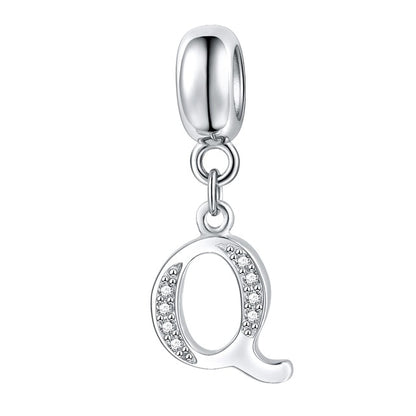 Jiayiqi A To Z Letter Charms 925 Sterling Silver CZ Beads Fit Women Charms Silver 925 Original DIY Jewelry Gift Making