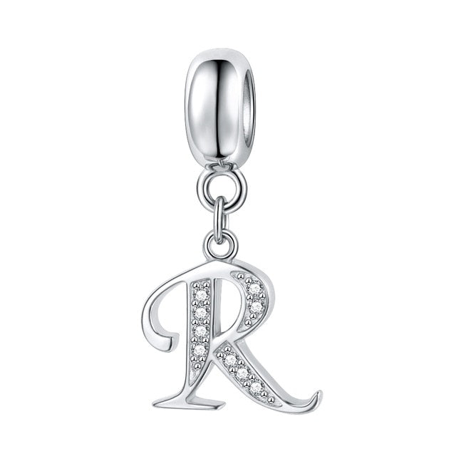 Jiayiqi A To Z Letter Charms 925 Sterling Silver CZ Beads Fit Women Charms Silver 925 Original DIY Jewelry Gift Making