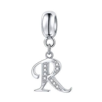 Jiayiqi A To Z Letter Charms 925 Sterling Silver CZ Beads Fit Women Charms Silver 925 Original DIY Jewelry Gift Making