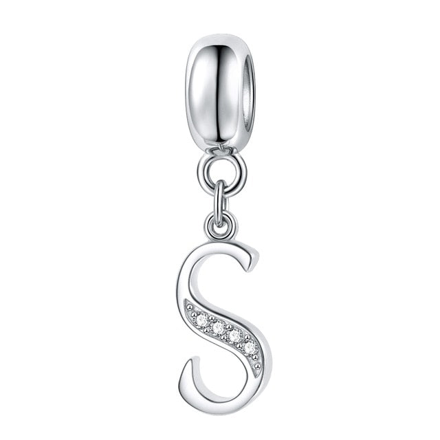 Jiayiqi A To Z Letter Charms 925 Sterling Silver CZ Beads Fit Women Charms Silver 925 Original DIY Jewelry Gift Making