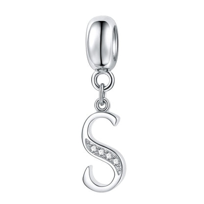 Jiayiqi A To Z Letter Charms 925 Sterling Silver CZ Beads Fit Women Charms Silver 925 Original DIY Jewelry Gift Making