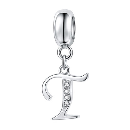 Jiayiqi A To Z Letter Charms 925 Sterling Silver CZ Beads Fit Women Charms Silver 925 Original DIY Jewelry Gift Making
