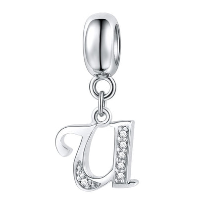 Jiayiqi A To Z Letter Charms 925 Sterling Silver CZ Beads Fit Women Charms Silver 925 Original DIY Jewelry Gift Making