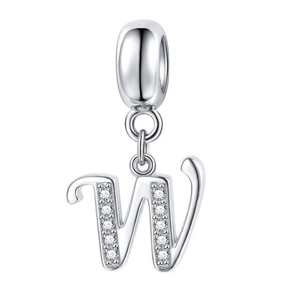 Jiayiqi A To Z Letter Charms 925 Sterling Silver CZ Beads Fit Women Charms Silver 925 Original DIY Jewelry Gift Making