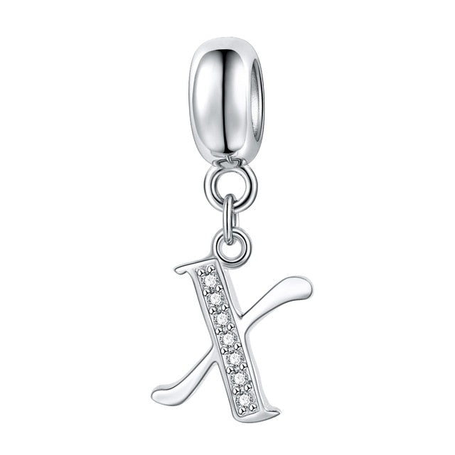 Jiayiqi A To Z Letter Charms 925 Sterling Silver CZ Beads Fit Women Charms Silver 925 Original DIY Jewelry Gift Making