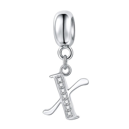 Jiayiqi A To Z Letter Charms 925 Sterling Silver CZ Beads Fit Women Charms Silver 925 Original DIY Jewelry Gift Making