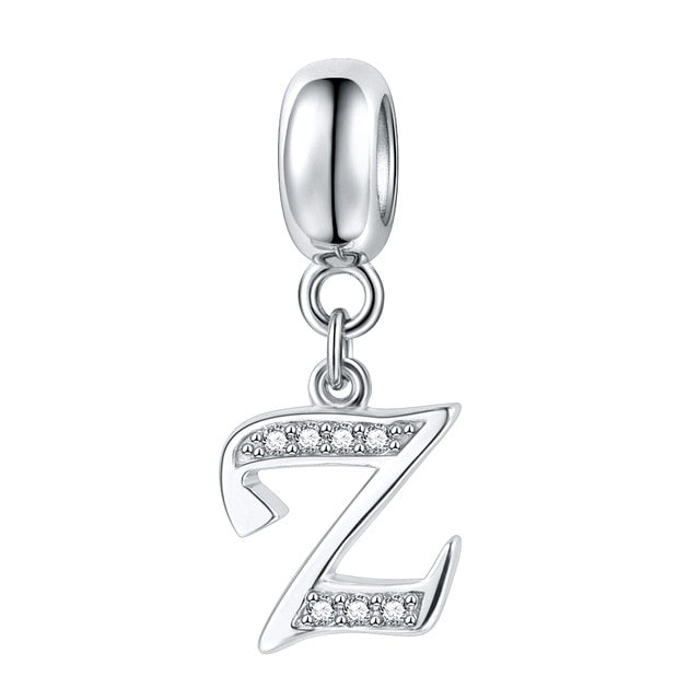 Jiayiqi A To Z Letter Charms 925 Sterling Silver CZ Beads Fit Women Charms Silver 925 Original DIY Jewelry Gift Making