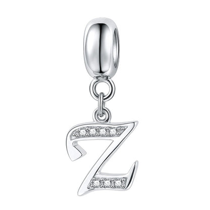 Jiayiqi A To Z Letter Charms 925 Sterling Silver CZ Beads Fit Women Charms Silver 925 Original DIY Jewelry Gift Making